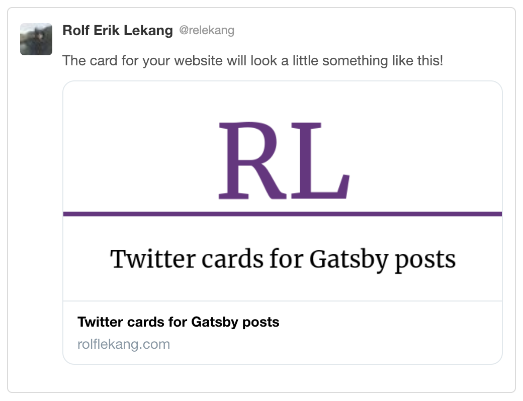 Screenshot of a twitter card